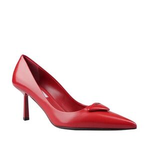New PRADA Logo Leather Pointy-toe Pump In Red $1,220 39